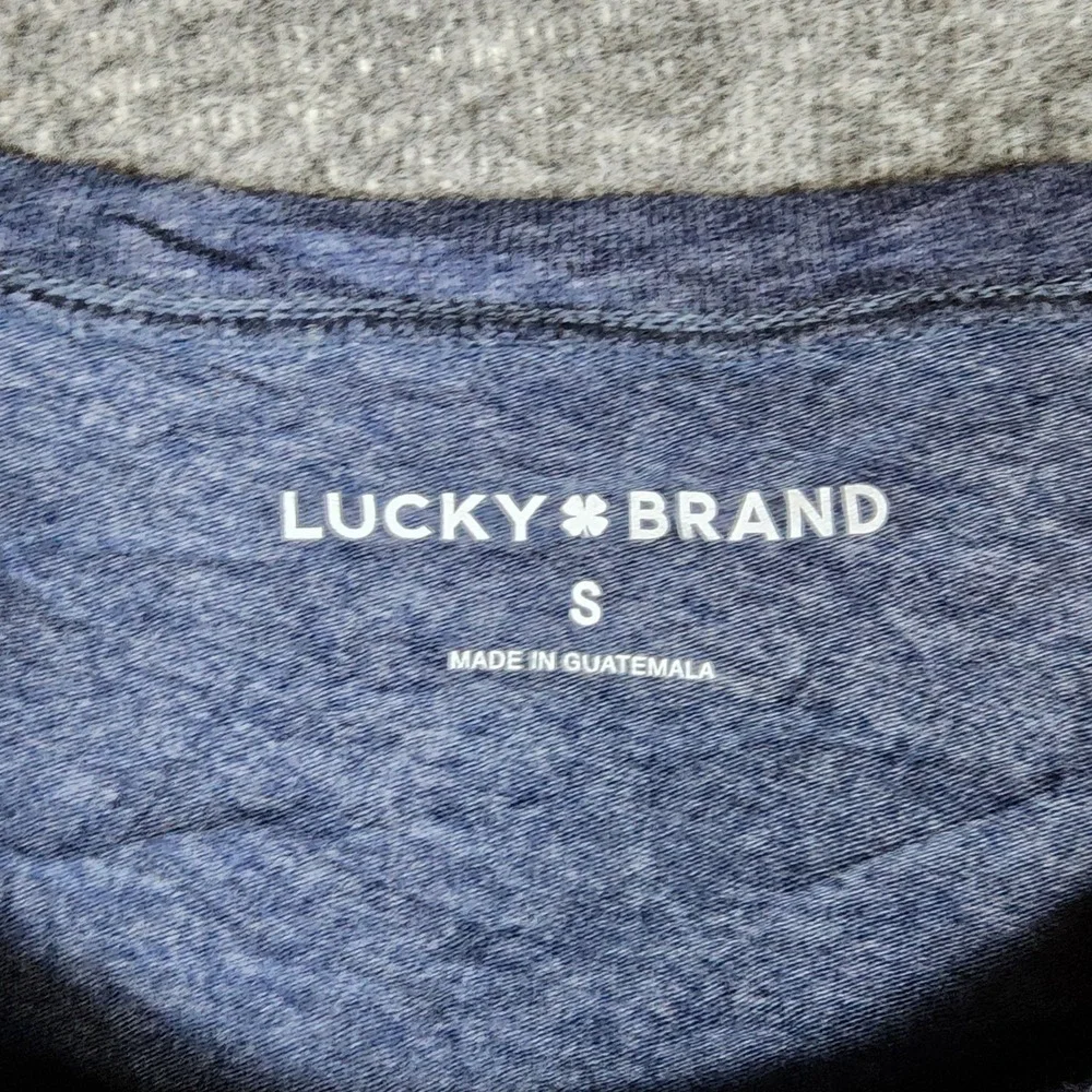 Lucky Brand Graphic Tee Womens S Ace Rose Playing Card Blue Short Sleeve EUC